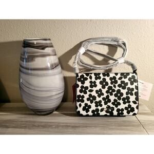 Kate Spade Darcy Small Slim Crossbody Handbag Black & White Floral MSRP $249